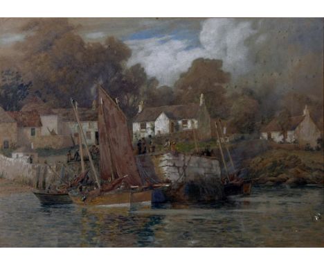 John P Main, a haven of the west, watercolour, signed, R S A label verso, 52 x 74 cm   Condition report  Report by GHSome pro