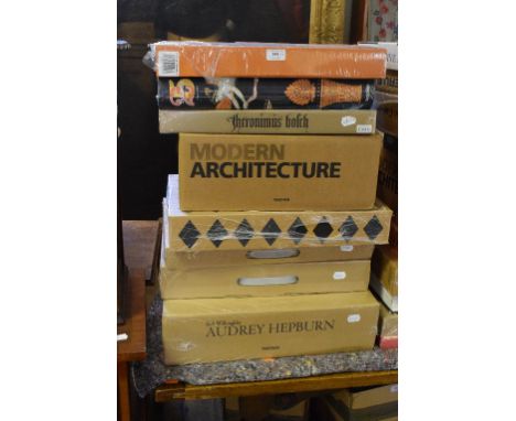 Taschen: Heronimus Bolch, Modern Architecture, Wright 1917-1942, Diego Rivera Arab Art and other Taschen volumes, mostly with
