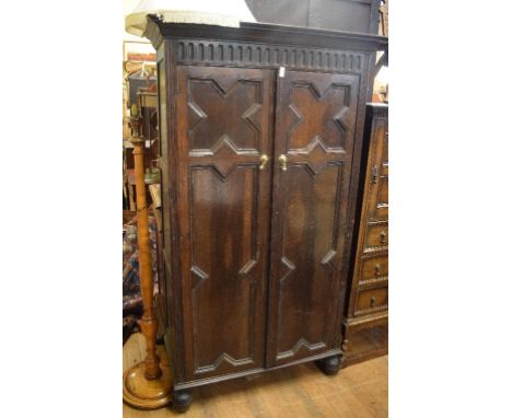 An Edwardian mahogany chest of drawers, 100 cm wide, Victorian stool, an oak gateleg table, an oak two door wardrobe, a tripo