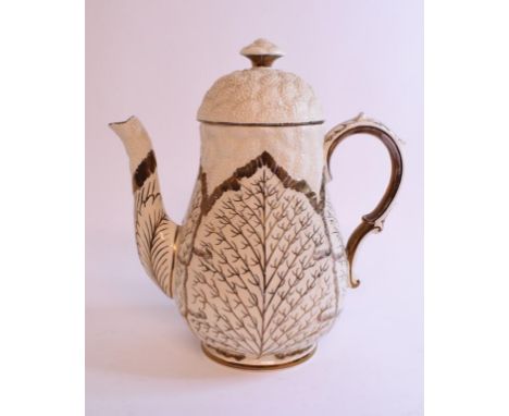 A Wedgwood cauliflower teapot, with gilt decoration, 2P29, 21 cm high, a Copeland Spode Italian patterned tureen and cover, o