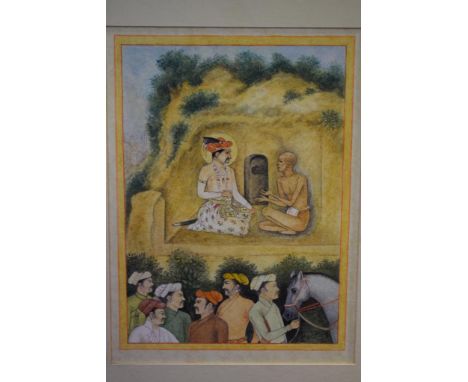Indian school, a portrait of two sisters, gouache on paper, 13 x 7.5 cm, and two others (3)