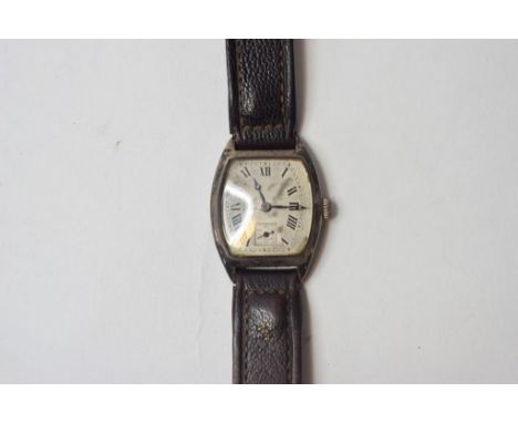 A gentleman's early 20th century silver wristwatch, with subsidiary seconds dial and Roman numerals, assorted costume and oth