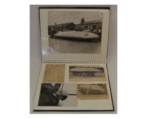 Motoring related items belonging to the late Mr R Dunn, an album containing photographs of an Invicta at Brooklands, the Rail