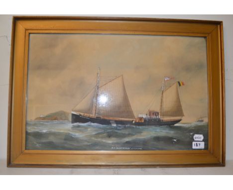 Reuben Chappell of Goole, M.S. 'MOUCHERON' of OSTEND, gouache, signed and titled, 35 x 56 cm   Condition report  Report by GH