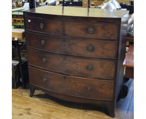 A 19th century bow front mahogany chest, of five drawers, 103 cm wide