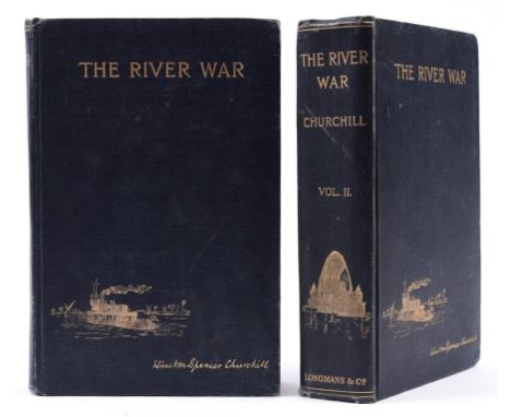 Churchill (Winston S) The River War, 2 vols, cloth, corners and edges knocked, Ex Libris, London 1900 (2)  See illustration  