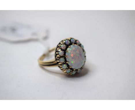 An 9ct gold and opal ring, approx. ring size O   Condition report  Modern