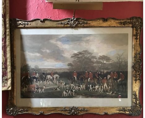 Sir Richard Sutton and The Quorn Hounds coloured print. Published by John O'Malley + Son, London. 53 h x 88cms w. 