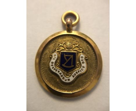 A 9 ct gold and enamel medal for Wearside League Runners Up. 1933-4. 5.4gms. 