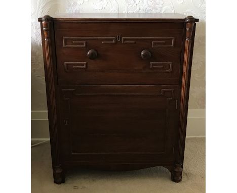 A Victorian mahogany commode opening to reveal original potty. 60 w x 38 d x 73cms h.  