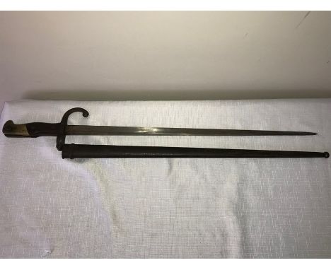 An 1879 French Gras bayonet Oudry Paris 1879 original steel scabbard with serial numbers. 