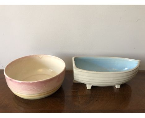 Two ceramic bowls, one in the shape of a boat, 25 x 13cms. 