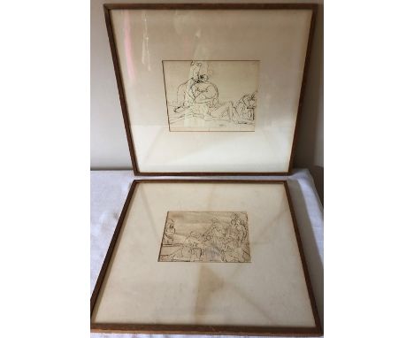 Two sketches by William Hilton R A (1786-1839) on the back of a letter or envelope addressed William Hilton. 17 x 21.5cms. 13