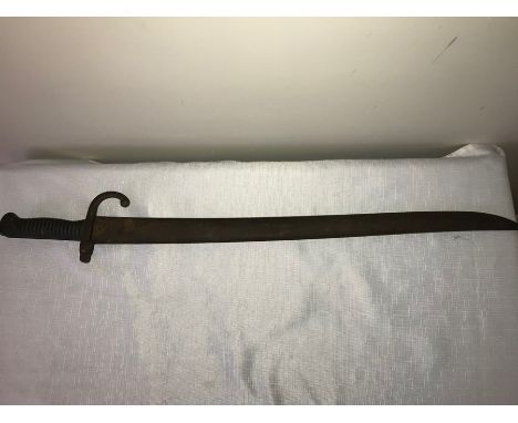 A French Chassepot bayonet with steel scabbard engraved? Mr? de Stettenne Octobre 1870. 