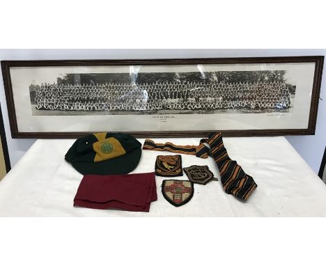 Oak framed school photo print Newland High School, Hull 1907-1928 together with a blazer patch,  tie and a Malet Lambert Scho