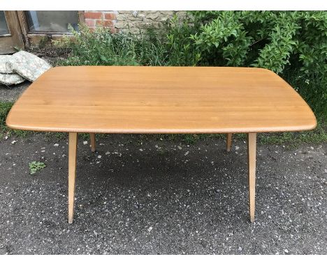 Ercol dining table on square tapered legs. 152 w x 77 w x 71cms h.&nbsp;