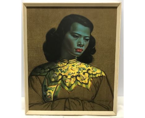 Framed Tretchikoff Green lady print of Chinese girl. 60 h x 50cms w. Good condition.