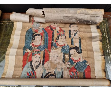 Chinese School,&nbsp;an extremely large watercolour scroll, 70cm x 675cm; together with another watercolour scroll ancestor s