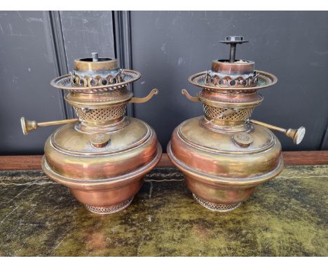 A pair of brass oil lamp burners.&nbsp; 