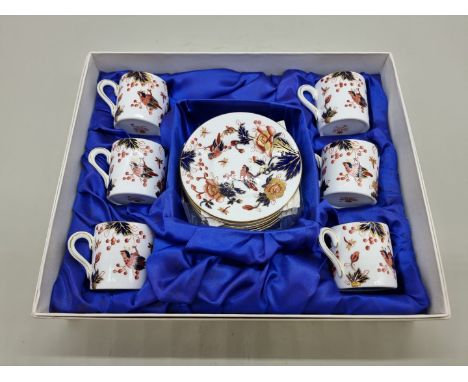 A boxed set of six Coalport 'Hong Kong' pattern coffee cans and saucers.&nbsp; 