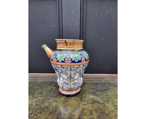 An Italian maiolica drug jar,&nbsp;17.5cm high, (chips). 