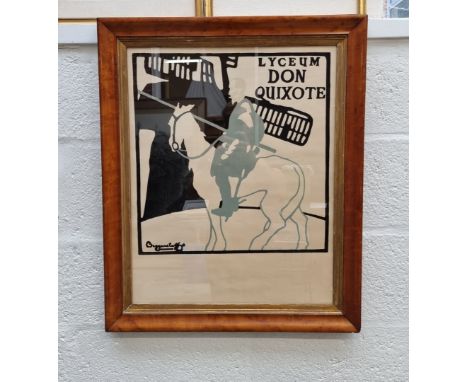 After James Pryde and William Nicholson, a Lyceum 'Don Quixote' lithograph, 61 x 48cm, in a maple frame.&nbsp; 