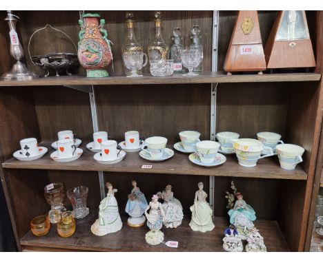 An Art Deco Paragon part tea service;&nbsp;together with a set of six Tuscan china coffee cans and saucers, (s.d to most cans