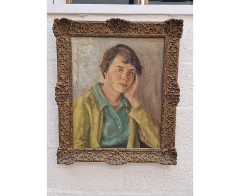 Constance Ramsay, bust length portrait of 'Esme', signed, labelled verso, oil on canvas, 55 x 44.5cm.&nbsp; &nbsp; 