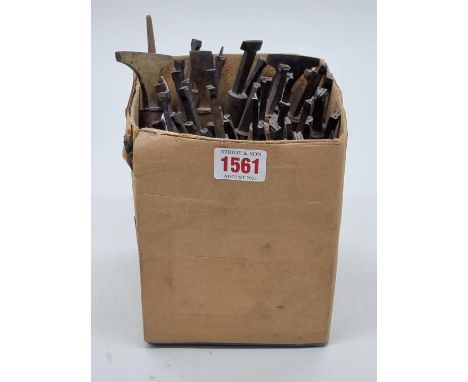 A collection of old leather embossing tools,&nbsp;mostly alphabetical. (43) 