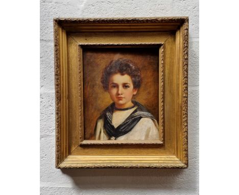 English School, late 19th/early 20th century, head and shoulders portrait of a young boy in a sailor suit, oil on canvas, 42.