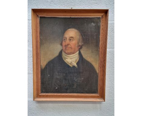 British school, first half 19th century, bust length portrait of a gentleman with a white cravat, oil on canvas, 63.5 x 49.5c