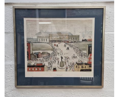 L S Lowry, 'Station Approach', signed in pencil, blindstamped and numbered 131, colour print, I.40 x 50.5cm. 