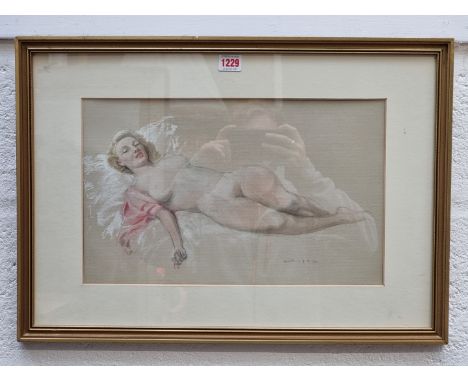 A B..., reclining female nude, indistinctly signed and dated 9.7.1941, pastel, 25 x 41cm.&nbsp;&nbsp;&nbsp; 