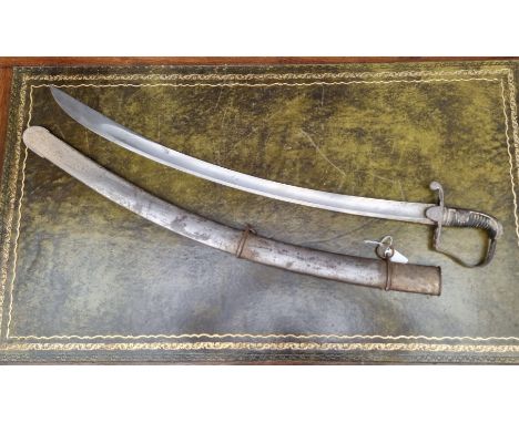 A 19th century Hussar's sabre and steel scabbard.