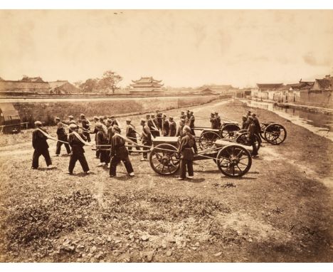 * China. Artillery belonging to the Ningpo Contingent, by Henry Cammidge, 1878, albumen print, 20.5 x 27 cm, card mount with 