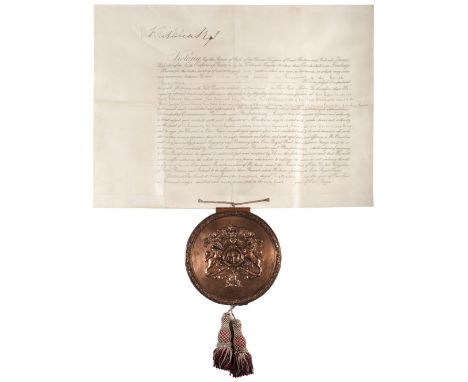 * Victoria (1819-1901), Queen of the United Kingdom, Great Britain and Ireland, 1837-1901. Document Signed, ‘Victoria R.I.’, 