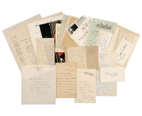 * Literary Autographs. A collection of 35 literary autographs, mostly 20th century and a few 19th century, including: Iris Mu