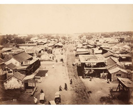 * China. Part of the Chinese Quarter, Shanghai, c. 1870, albumen print, numbered 99 in the negative, 21 x 27.5 cm, card mount