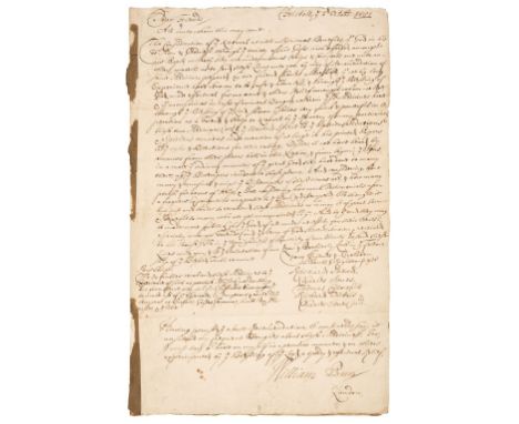 * [Penn, William]. The Testimonies of several Friends in London &amp; Bristol relating to Charles Marshall's Medicines, Brist