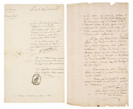 * Berthier (Louis-Alexandre, 1753-1815). Prince of Neuchâtel and Valangin, Prince of Wagram and Minister of War. Document Sig