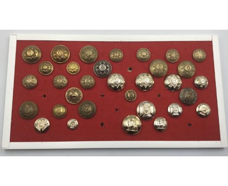 A good selection of 19th and 20th century regimental tunic buttons. To include examples for the: Black Watch The Royal Highla