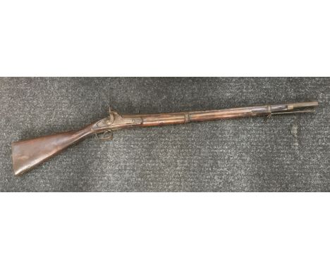 Crudely finished 2 band percussion musket in the Enfield style with an overall length of 47&rdquo; Barrel at 30.5&rdquo; smoo