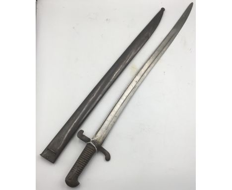 A German or Belgian copy of the French M1842 bayonet, complete with scabbard - possibly an export piece for the United States