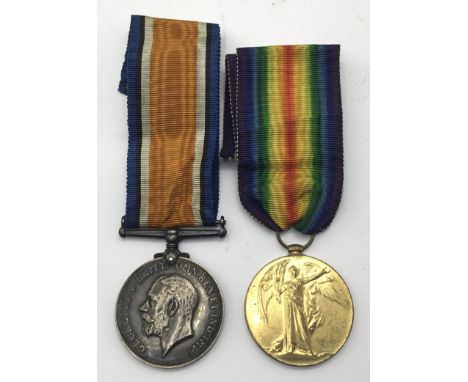 A WW1 medal pair, awarded to 2nd Lieutenant R. Coxon of the South Staffordshire Regiment. To include: the British War Medal, 
