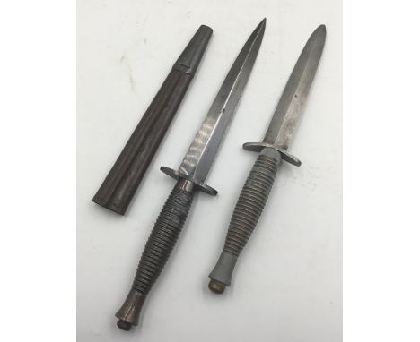 A 3rd Pattern Fairbairn Sykes Commando knife, with the Indian contract mark of a letter I over a broad arrow mark to the cros