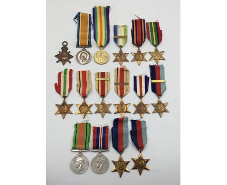 A collection of WW1 and WW2 British campaign medals.
To include: a trio of WW1 medals, all named to different men.
The 1915 S