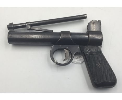 PLEASE NOTE LEGAL DISCLAIMER FOLLOWING THIS DESCRIPTION. Webley Junior lift-barrel spring powered air pistol in .177 smooth b