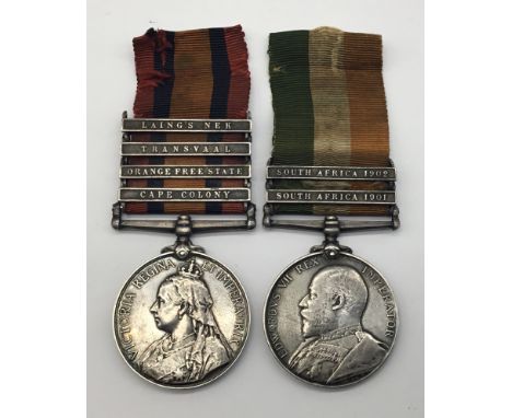 A Boer War medal pair, awarded to 1092 Pte Roland Twemlow of the 2nd Battalion Lancashire Fusiliers. To include: the Queen’s 
