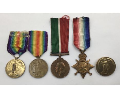 A small selection of singles British WW1 medal, with one being awarded to a casualty. To include: a Victory Medal to RFRA-139