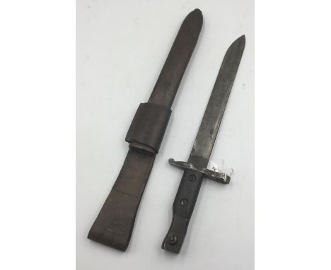 A WW1 era Canadian Mark 2 Ross bayonet (1912 pattern). A seemingly undated example, with the only marks on the pommel being t